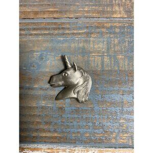 Silver Tone Unicorn Head Metal Pendant or Charm